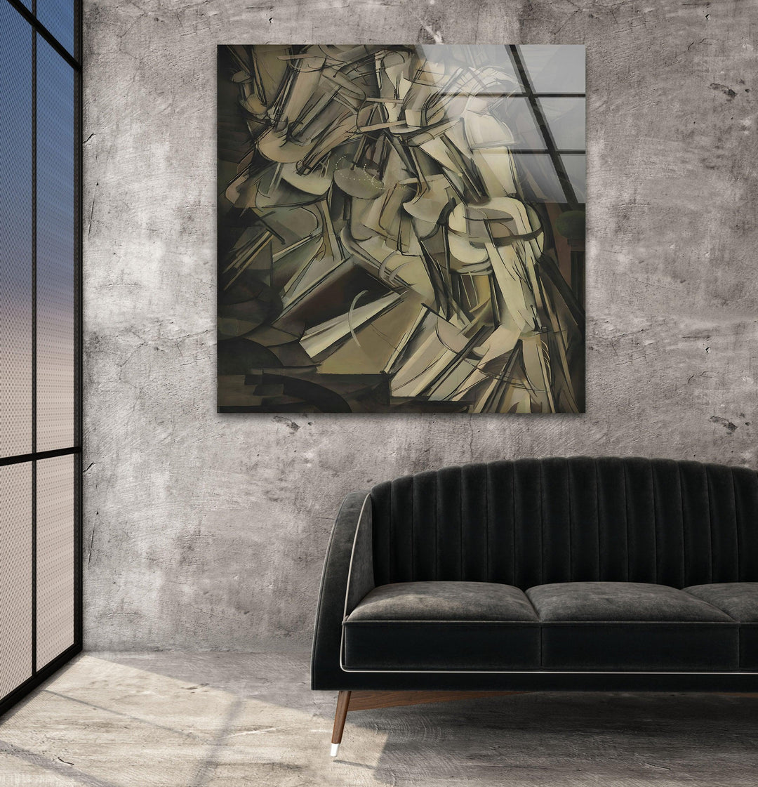 Nude Descending a Staircase No.2 Marcel Duchamp Glass Wall Art print picture on glass, Tempered Glass Wall Art
