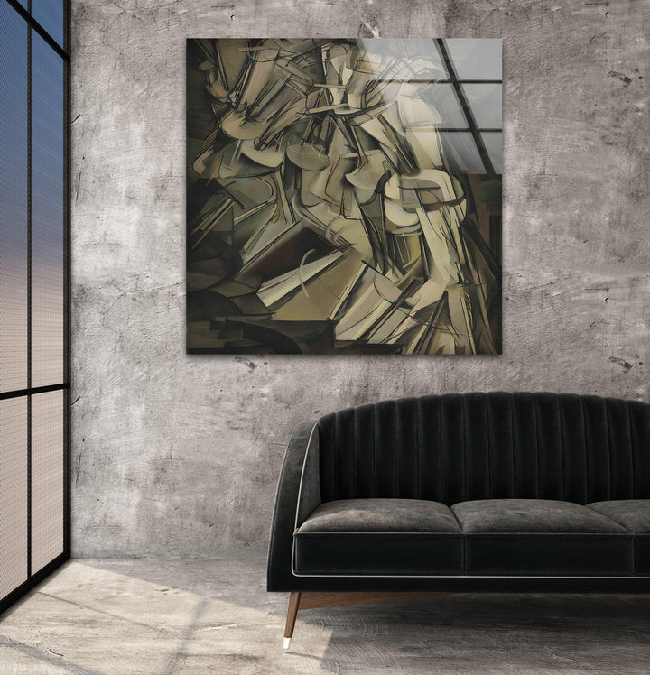 Nude Descending a Staircase No.2 Marcel Duchamp Glass Wall Art print picture on glass, Tempered Glass Wall Art
