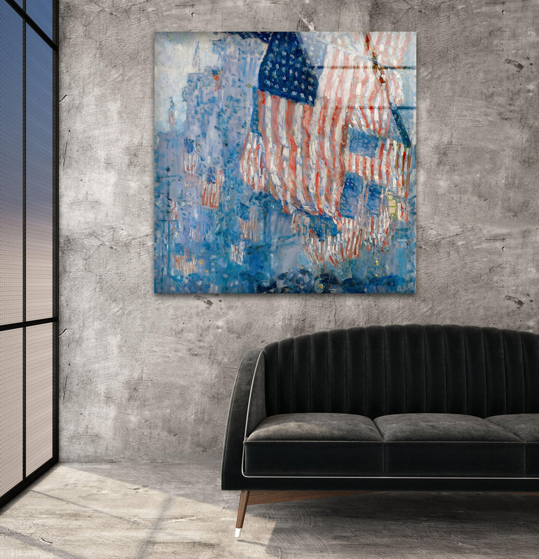 The Avenue in the Rain Childe Hassam Glass Wall Art large glass photo prints, glass wall photos
