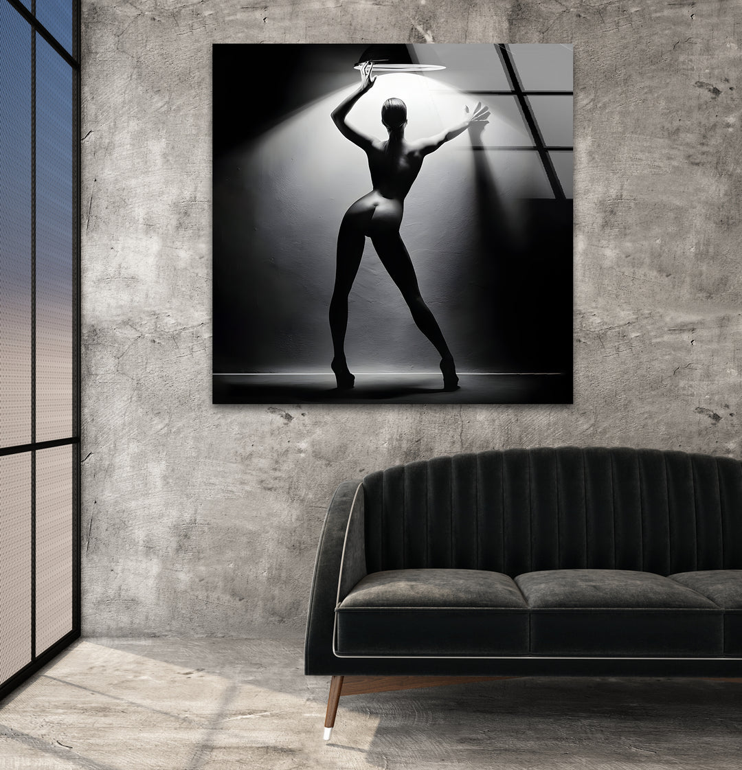 Unique naked art blending sex drawing and glass wall art creativity
