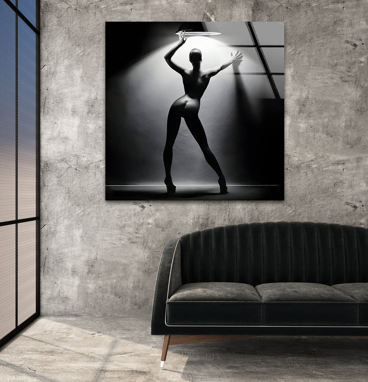 Unique naked art blending sex drawing and glass wall art creativity
