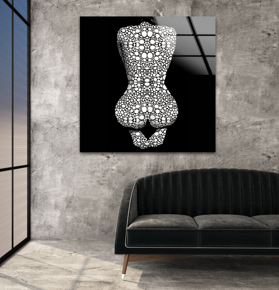 Erotische Frau in Schwarz-Weiß-Glaswandkunst