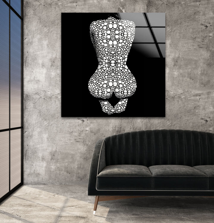 Erotische Frau in Schwarz-Weiß-Glaswandkunst