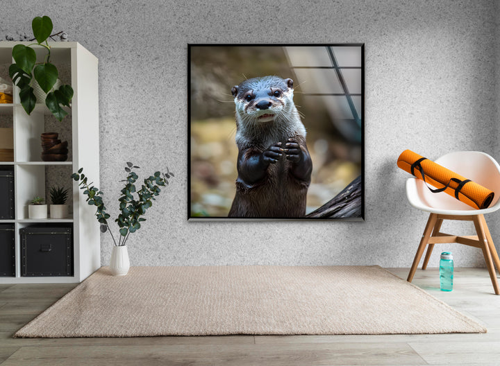 Cute Otter Glass Wall Art large glass photo prints, glass wall photos