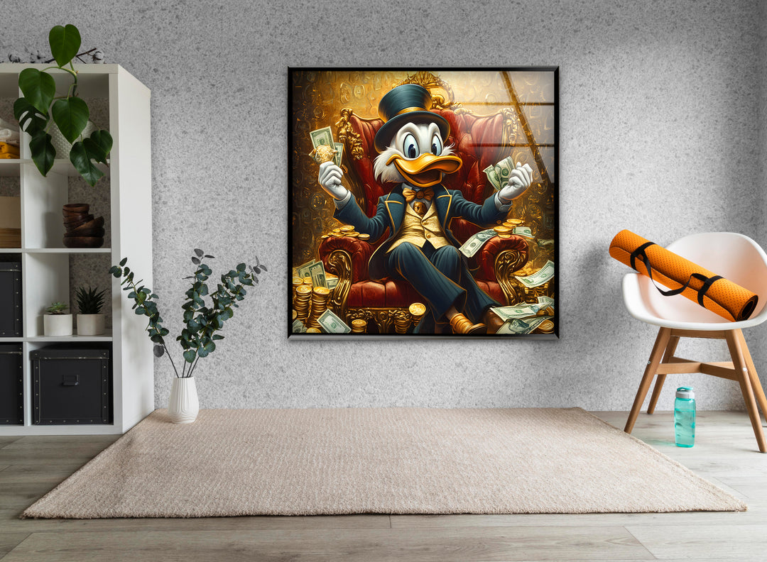 Rich & Boss Scrooge McDuck Glass Wall Art Glass Printing Wall Art, Print photos on glass
