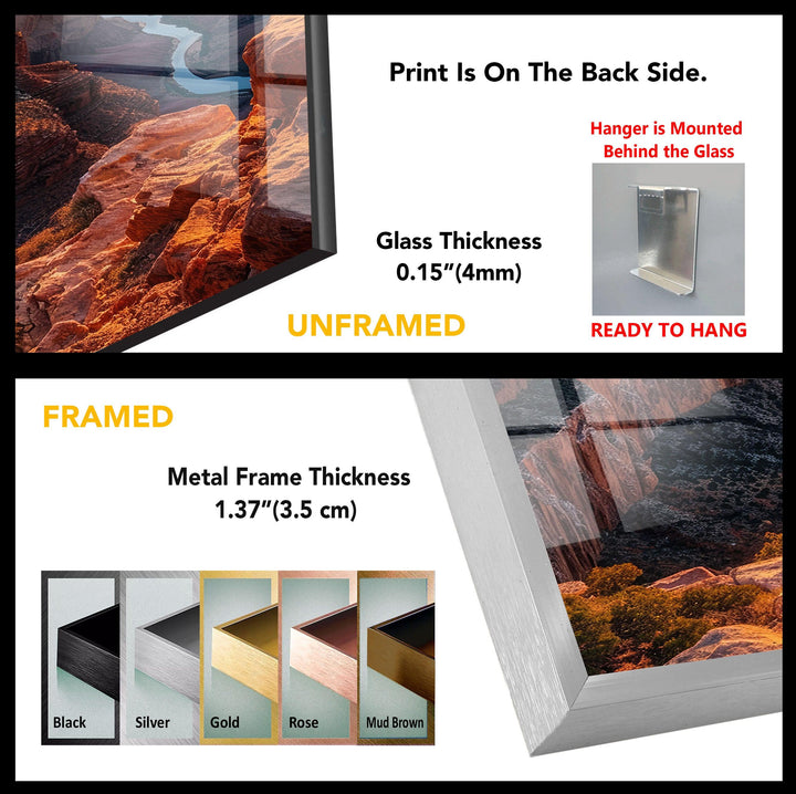 Grand Canyon Sunset Glass Wall Art: A Majestic Landscape View