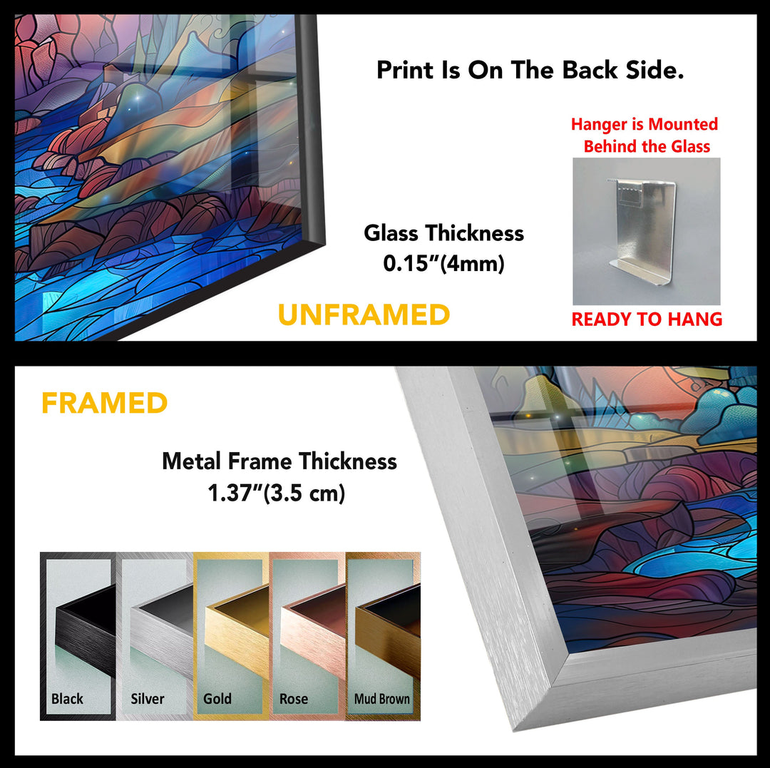 Colored Stained Castle Glass Wall Art