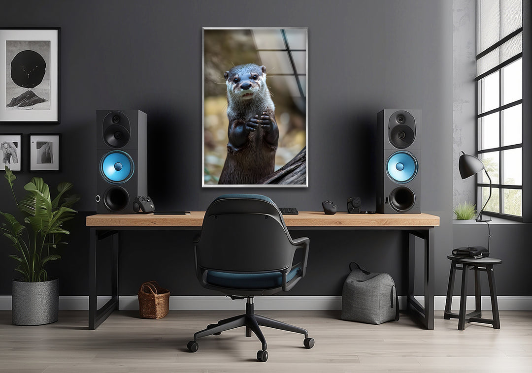 Cute Otter Glass Wall Art picture on glass wall art, photos printed on glass