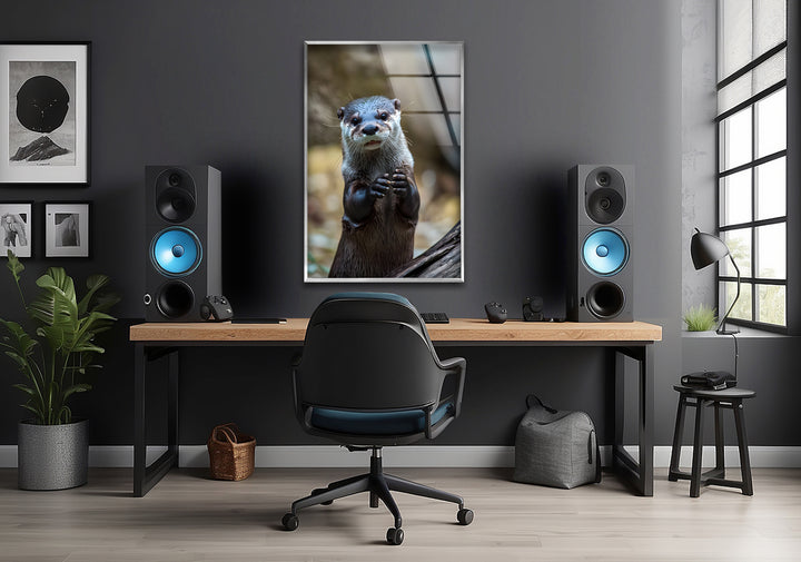 Cute Otter Glass Wall Art picture on glass wall art, photos printed on glass