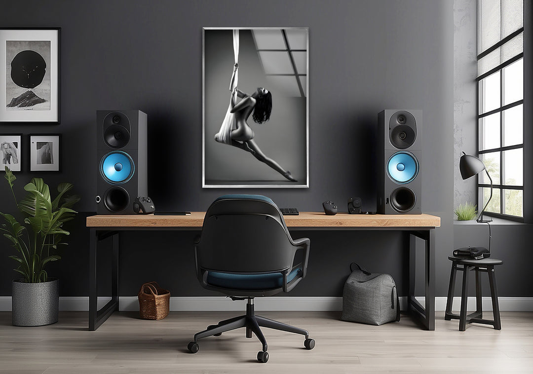Erotic paintings and nude artwork showcased in sleek wall art

