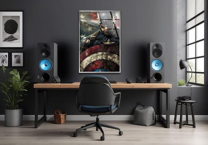 Masked Captain America Glass Wall Art glass art painting, glass art for the Wall
