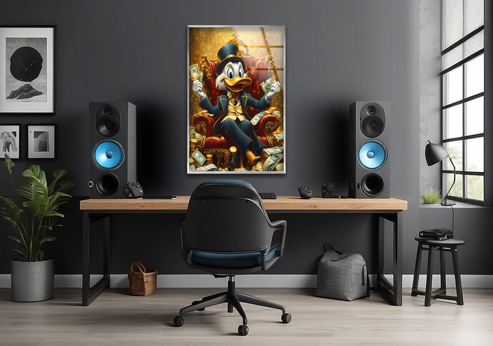 Rich & Boss Scrooge McDuck Glass Wall Art glass photo prints, glass picture prints
