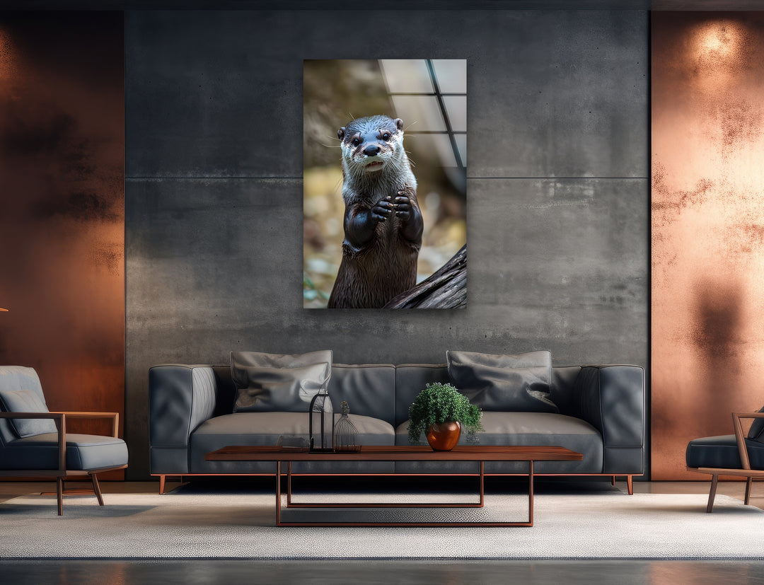 Cute Otter Glass Wall Art print on glass, glass printed photos
