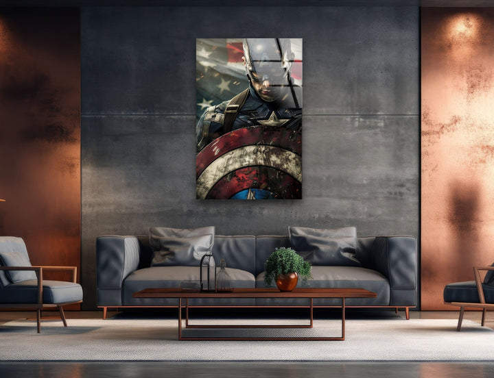 Masked Captain America Glass Wall Art art glass wall art, glass wall art pictures
