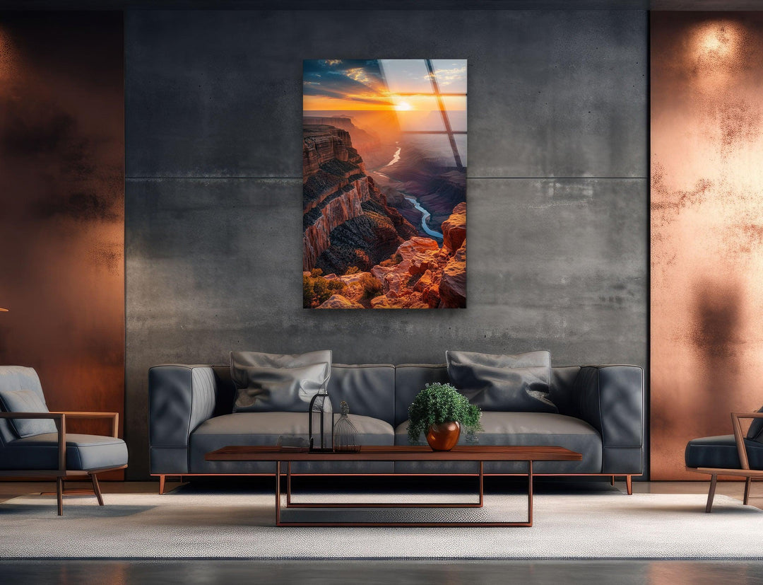Nature art prints of a dramatic Grand Canyon sunset scene.
