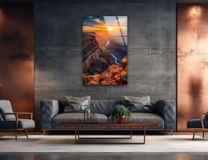 Nature art prints of a dramatic Grand Canyon sunset scene.
