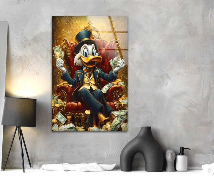 Rich & Boss Scrooge McDuck Glass Wall Art glass pictures for Wall, glass prints wall art
