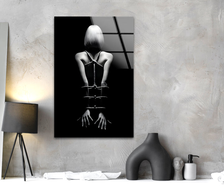 Glass wall art featuring captivating erotic nude and sexy artistic elements
