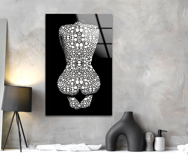 Erotische Frau in Schwarz-Weiß-Glaswandkunst