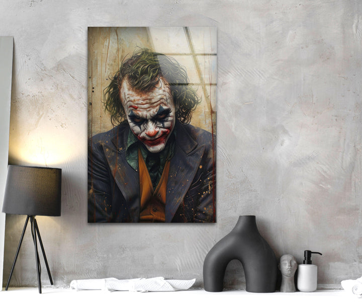 Joker Glass Wall Art, picture on glass wall art, photos printed on glass
