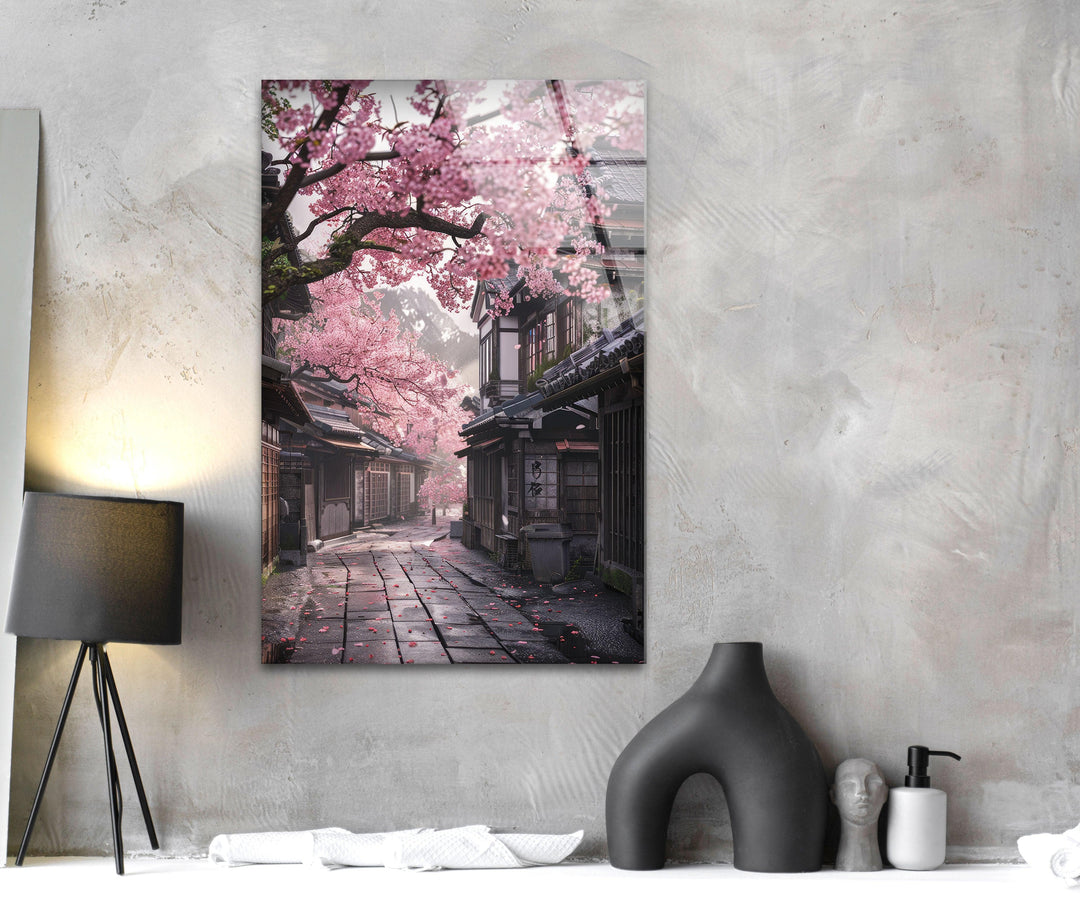 Japanese Sakura Glass Wall Art glass wall decor, glass wall art decor