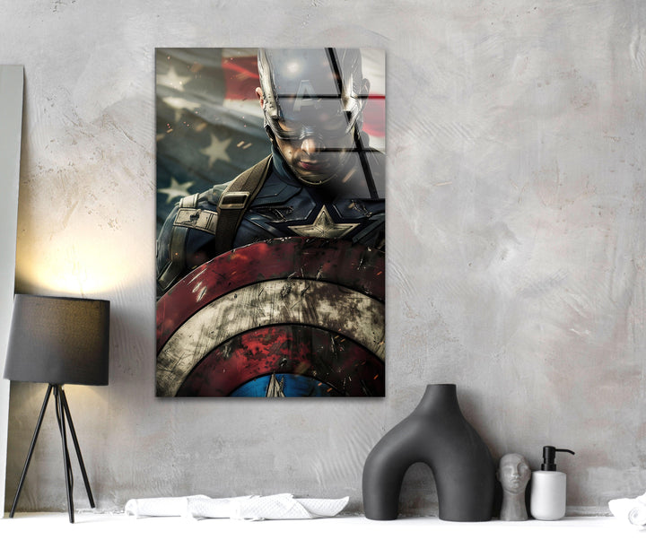 Masked Captain America Glass Wall Art Glass Printing Wall Art, Print photos on glass
