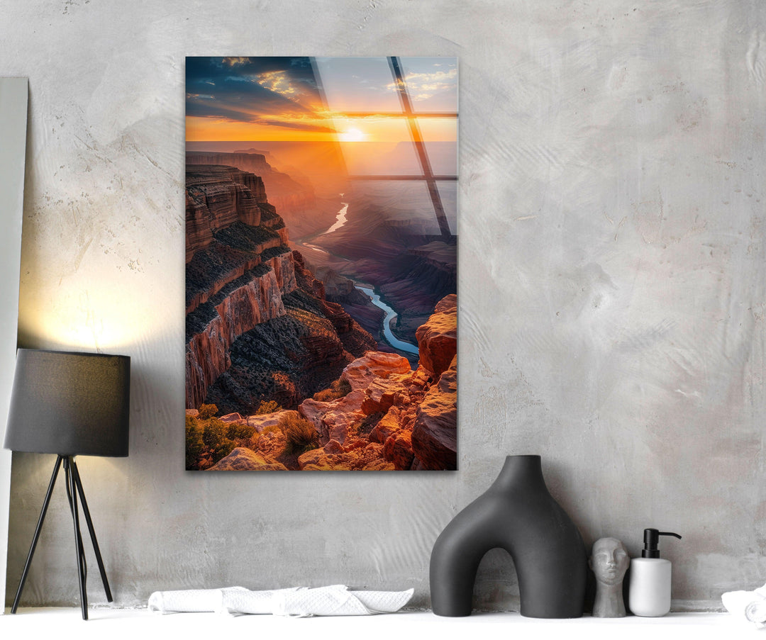 Large landscape wall art showcasing the Grand Canyon at sunset.
