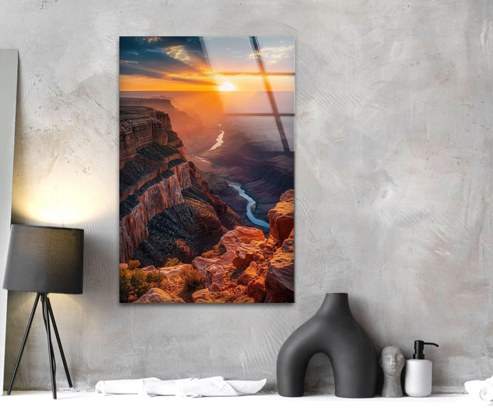 Large landscape wall art showcasing the Grand Canyon at sunset.
