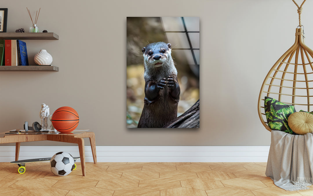 Cute Otter Glass Wall Art glass image printing, glass prints from photos