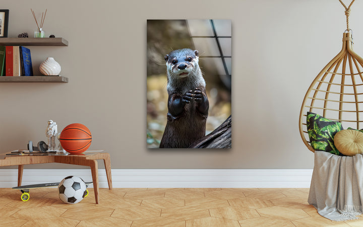 Cute Otter Glass Wall Art glass image printing, glass prints from photos