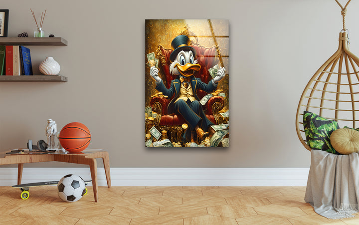 Rich & Boss Scrooge McDuck Glass Wall Art photo print on glass, prints on glass wall art
