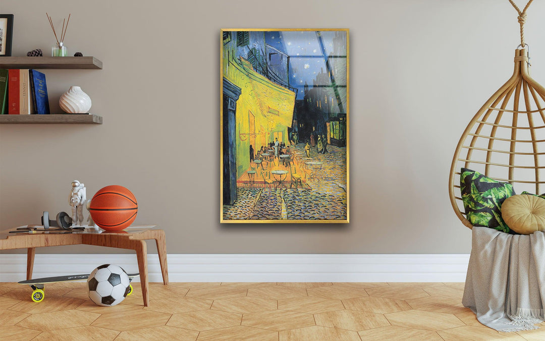 Café Terrace at Night Vincent van Gogh Glass Wall Art art glass wall art, glass wall art pictures
