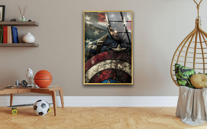 Masked Captain America Glass Wall Art glass photo prints, glass picture prints
