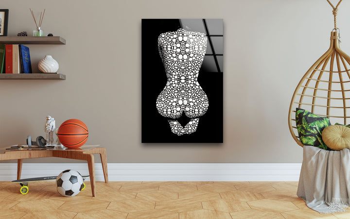 Erotische Frau in Schwarz-Weiß-Glaswandkunst