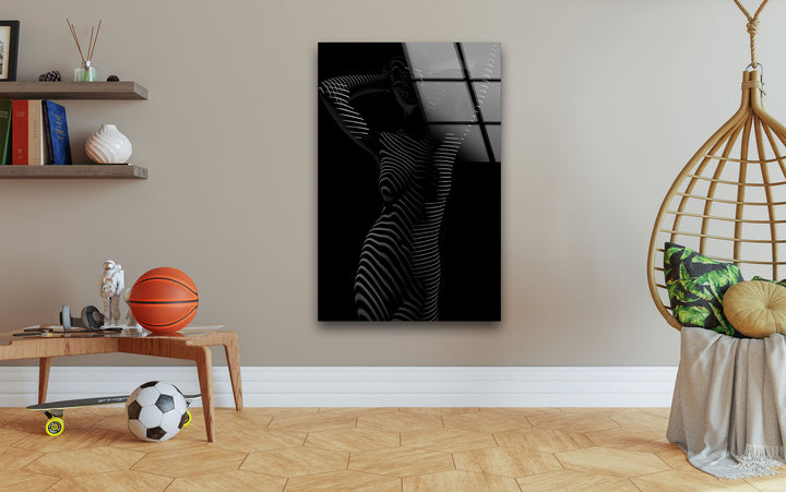 Unique naked art blending sex drawing and glass wall art creativity
