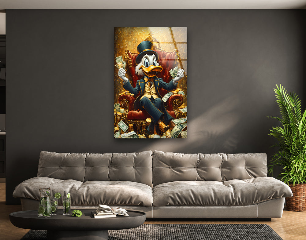 Rich & Boss Scrooge McDuck Glass Wall Art glass art painting, glass art for the Wall
