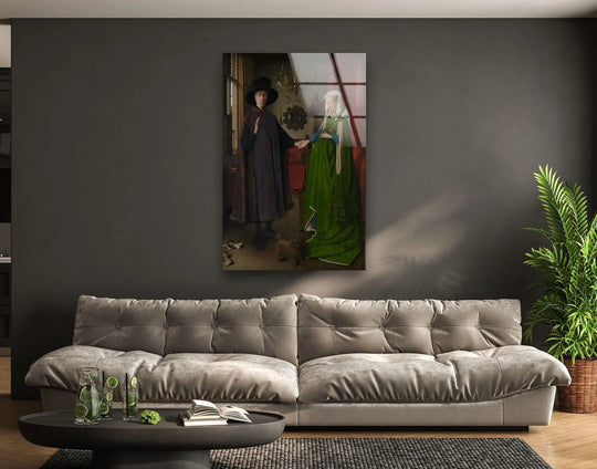 An evocative portrayal of a historical moment captured in elegant glass wall artwork.