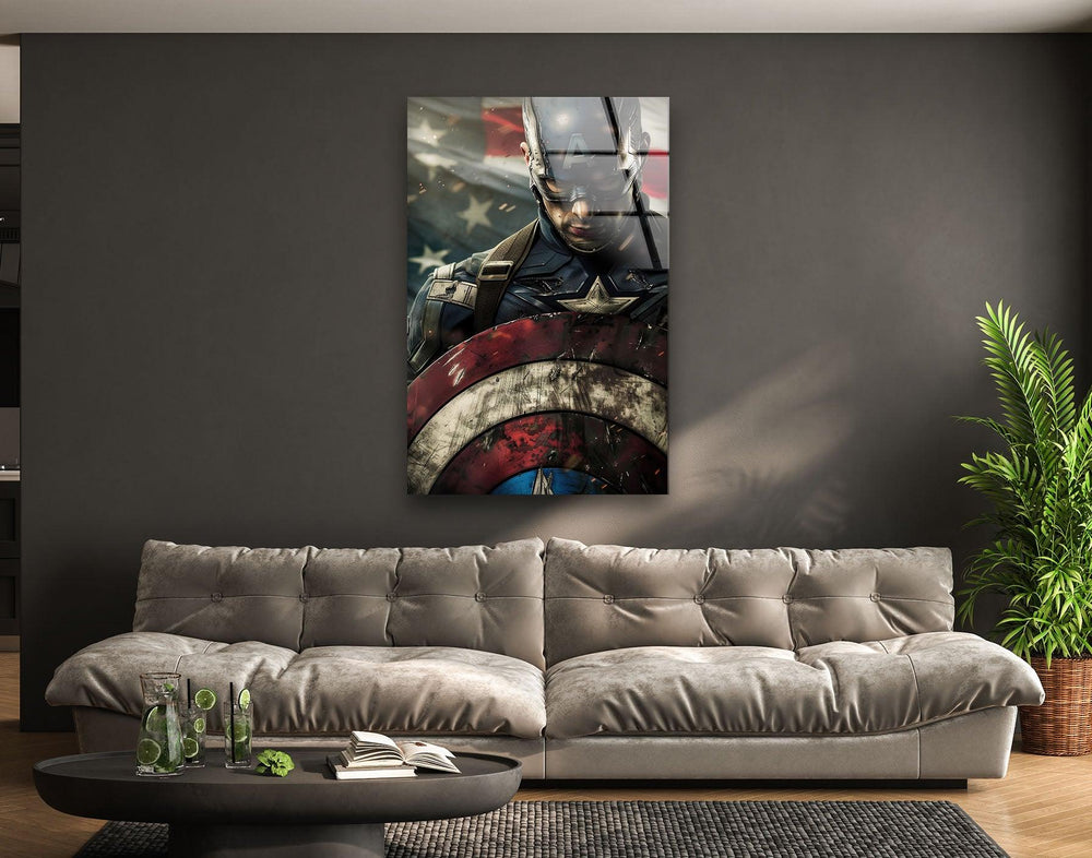 Masked Captain America Glass Wall Art print on glass, glass printed photos
