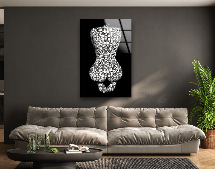 Erotische Frau in Schwarz-Weiß-Glaswandkunst