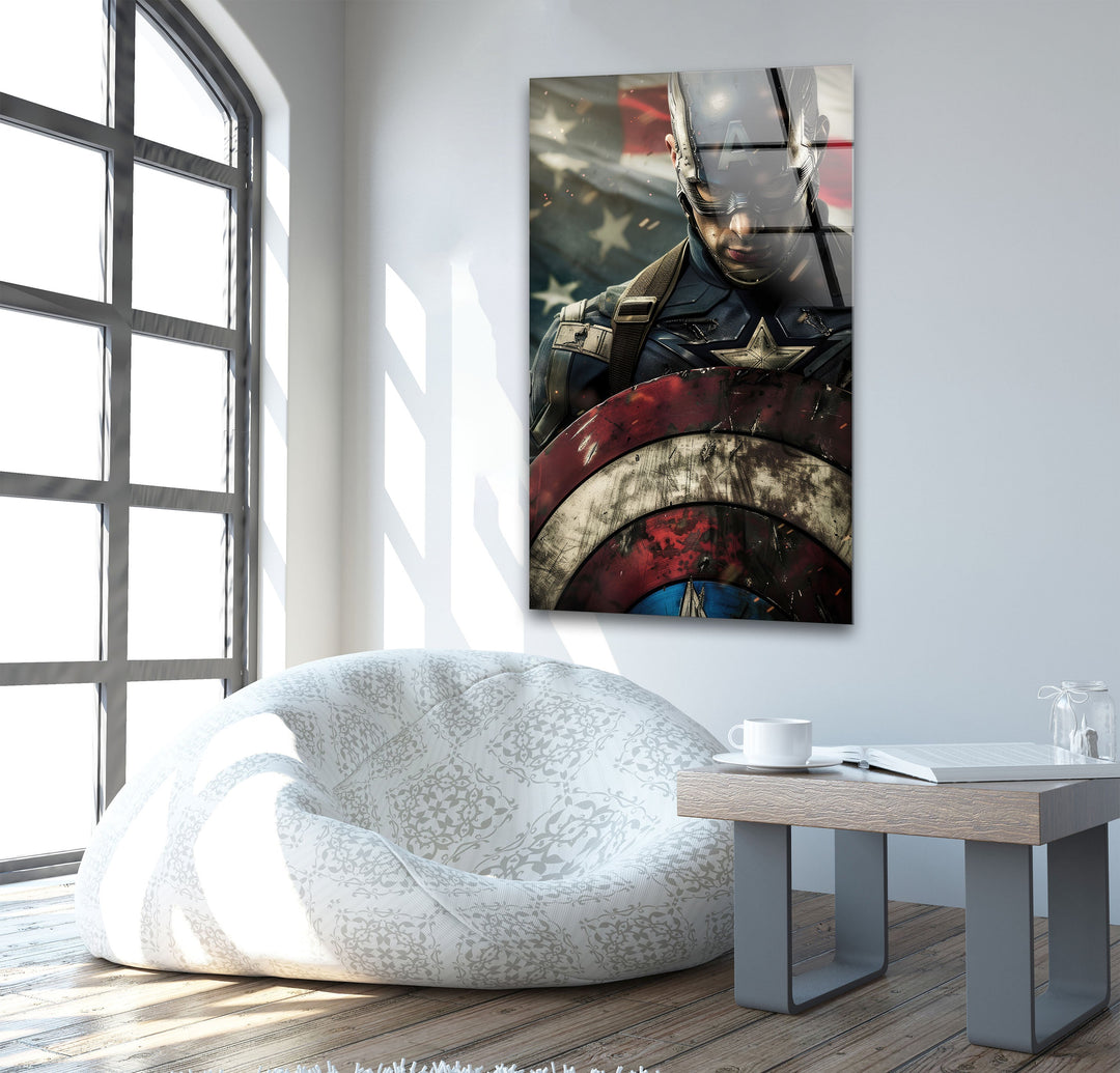 Masked Captain America Glass Wall Art glass image printing, glass prints from photos
