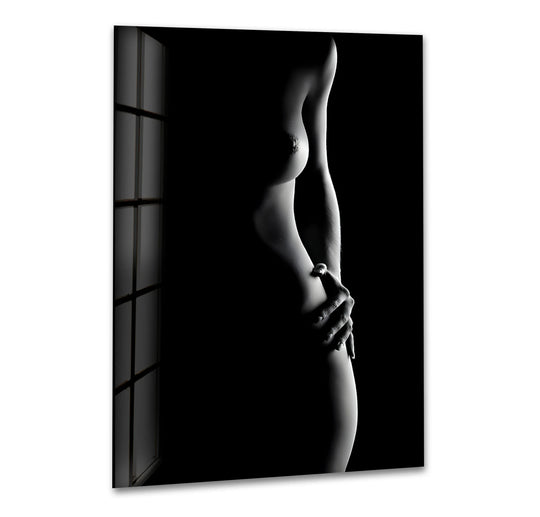 Glass wall art featuring captivating erotic nude and sexy artistic elements
