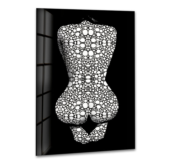 Erotische Frau in Schwarz-Weiß-Glaswandkunst