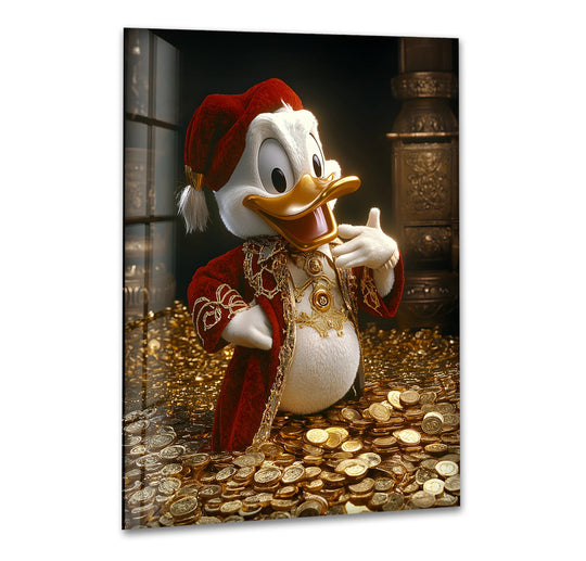Showcasing its impeccable material quality, the King Duck Glass Wall Art is meticulously printed on tempered glass, affirming itself as the best glass art piece.