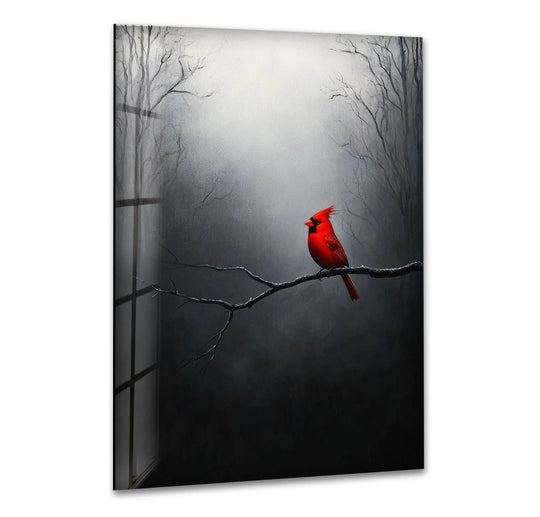 The animal canvas wall art features a red goldfinch bird in nature and is vivid wall decor art with mystical elegance on premium durable glass