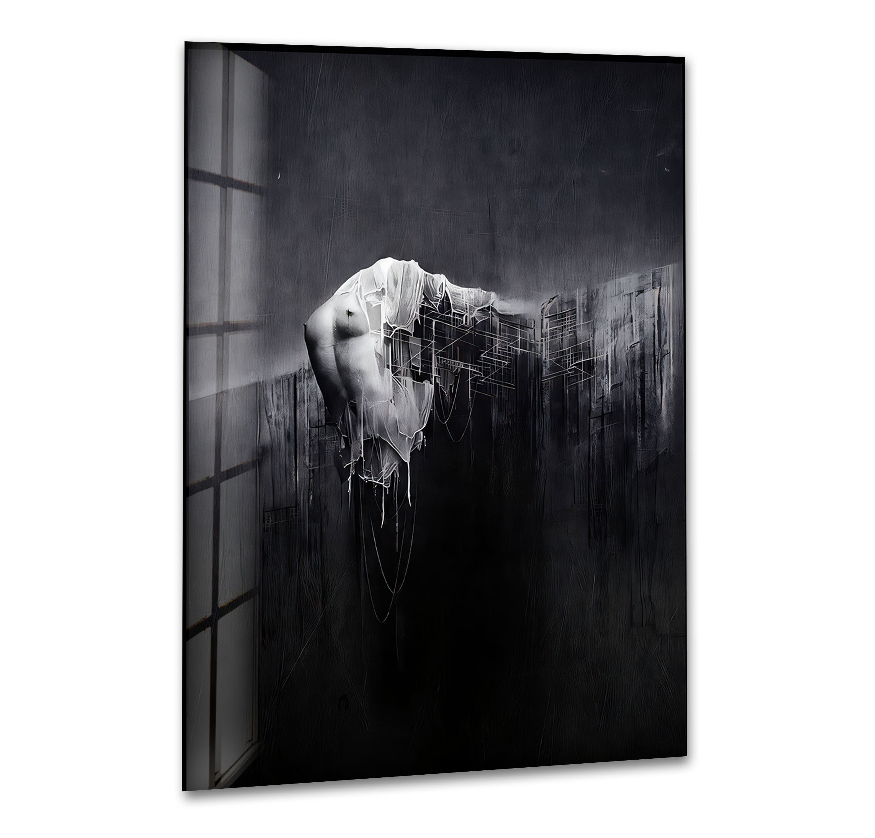 Glass wall art featuring captivating erotic paintings and nude designs
