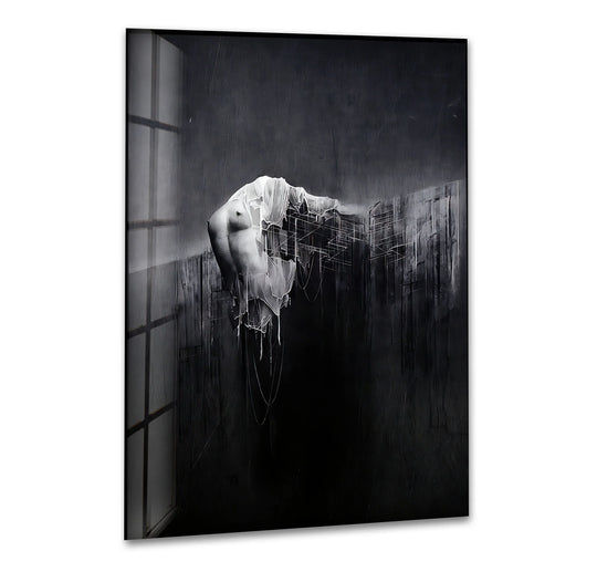 Glass wall art featuring captivating erotic paintings and nude designs
