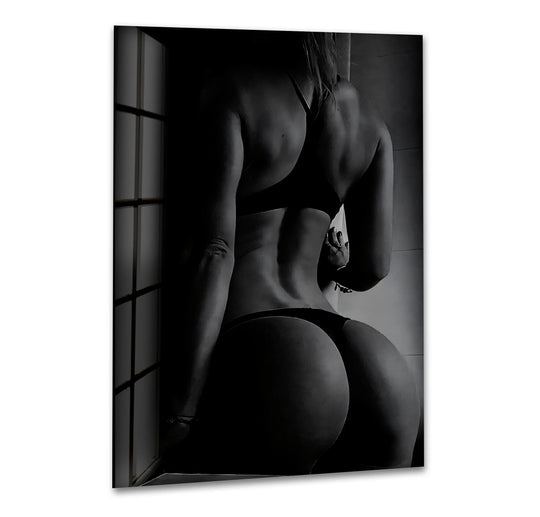 Glass wall art featuring captivating erotic nude and sexy artistic elements
