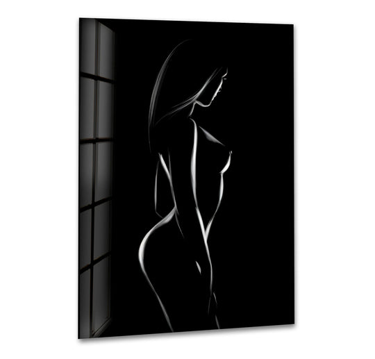 Sensual sexy artwork combining erotic nude art and glass wall art
