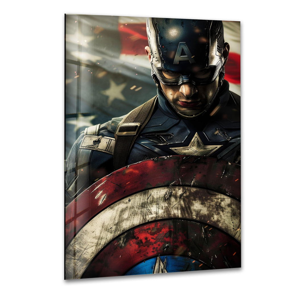 Masked Captain America Glass Wall Art picture on glass wall art, photos printed on glass

