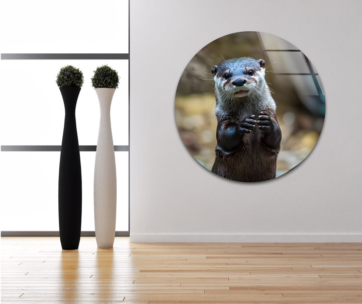 Cute Otter Glass Wall Art custom glass pictures, glass art prints